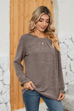 Load image into Gallery viewer, Ruched Round Neck Flounce Sleeve T-Shirt