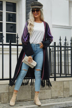 Load image into Gallery viewer, Geometric Fringe Hem Open Front Duster Cardigan