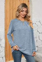 Load image into Gallery viewer, Ruched Round Neck Flounce Sleeve T-Shirt