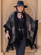 Load image into Gallery viewer, Plus Size Printed Fringe Open Front Outerwear
