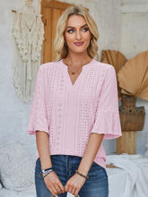 Load image into Gallery viewer, Eyelet Notched Half Sleeve T-Shirt
