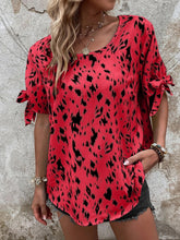 Load image into Gallery viewer, Tied Printed Boat Neck Blouse