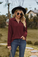 Load image into Gallery viewer, Collared Neck Cable-Knit Long Sleeve Blouse