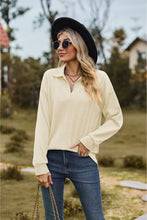 Load image into Gallery viewer, Collared Neck Cable-Knit Long Sleeve Blouse