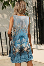 Load image into Gallery viewer, Abstract Print Round Neck Sleeveless Dress with Pockets