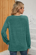 Load image into Gallery viewer, Ruched Round Neck Flounce Sleeve T-Shirt