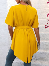Load image into Gallery viewer, Tied Round Neck Half Sleeve Blouse