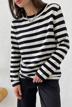 Load image into Gallery viewer, Striped Round Neck Long Sleeve Sweater