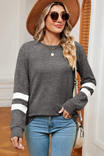 Load image into Gallery viewer, Striped Heathered Round Neck T-Shirt