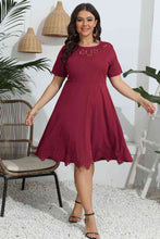 Load image into Gallery viewer, Plus Size Round Neck Openwork Dress