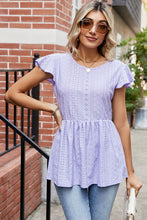Load image into Gallery viewer, Tied Ruffled Round Neck Peplum T-Shirt