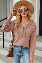 Load image into Gallery viewer, Drawstring Half Button Long Sleeve Hoodie