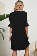 Load image into Gallery viewer, Notched Flounce Sleeve Mini Dress
