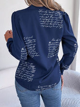 Load image into Gallery viewer, Letter Printed Button Up Long Sleeve Blouse
