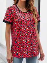 Load image into Gallery viewer, Leopard Round Neck Short Sleeve Tee Shirt