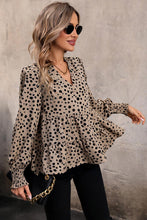 Load image into Gallery viewer, Notched Lantern Sleeve Tiered Top