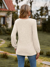 Load image into Gallery viewer, Round Neck Button-Down Long Sleeve Tee