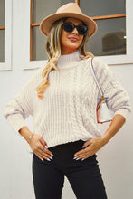 Load image into Gallery viewer, Cable-Knit Turtle Neck Long Sleeve Sweater