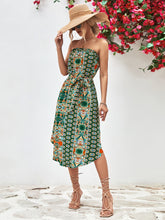 Load image into Gallery viewer, Printed Strapless Tie Belt Dress