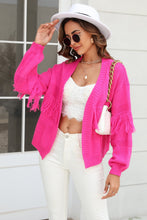 Load image into Gallery viewer, Fringe Trim Open Front Cardigan