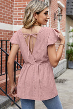 Load image into Gallery viewer, Tied Ruffled Round Neck Peplum T-Shirt
