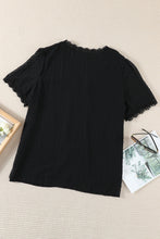 Load image into Gallery viewer, Plus Size Swiss Dot Spliced Lace V-Neck Blouse