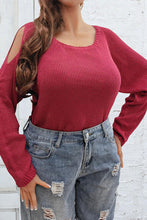 Load image into Gallery viewer, Plus Size Cold Shoulder Round Neck Sweater