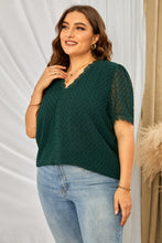 Load image into Gallery viewer, Plus Size Swiss Dot Spliced Lace V-Neck Blouse
