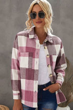Load image into Gallery viewer, Plaid Button Up Dropped Shoulder Jacket