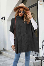 Load image into Gallery viewer, Cable-Knit Turtleneck Slit Sweater