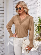 Load image into Gallery viewer, Smocked V-Neck Long Sleeve Blouse