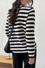 Load image into Gallery viewer, Striped Round Neck Long Sleeve Sweater