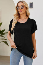 Load image into Gallery viewer, Smocked Round Neck Flutter Sleeve T-Shirt
