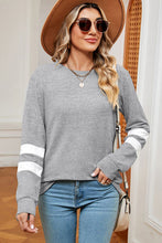 Load image into Gallery viewer, Striped Heathered Round Neck T-Shirt