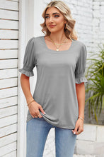 Load image into Gallery viewer, Smocked Square Neck Short Sleeve T-Shirt