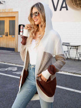 Load image into Gallery viewer, Color Block Open Front Hooded Cardigan