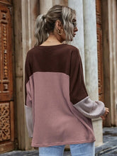 Load image into Gallery viewer, Color Block Waffle-Knit Long Sleeve Top