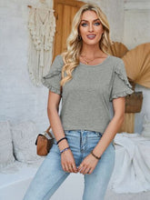 Load image into Gallery viewer, Frill Round Neck Petal Sleeve Blouse