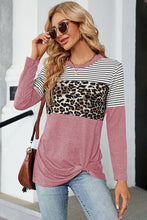 Load image into Gallery viewer, Leopard Striped Round Neck T-Shirt