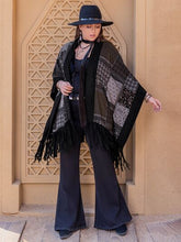 Load image into Gallery viewer, Plus Size Printed Fringe Open Front Outerwear