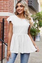 Load image into Gallery viewer, Tied Ruffled Round Neck Peplum T-Shirt