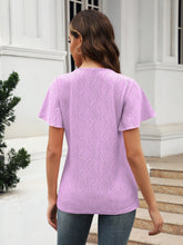 Load image into Gallery viewer, Eyelet V-Neck Short Sleeve Blouse