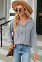 Load image into Gallery viewer, Drawstring Half Button Long Sleeve Hoodie
