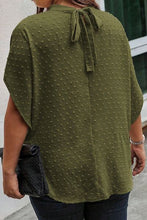 Load image into Gallery viewer, Plus Size Swiss Dot Tied Mock Neck Blouse