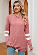 Load image into Gallery viewer, Striped Heathered Round Neck T-Shirt