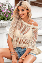 Load image into Gallery viewer, Openwork Round Neck Half Sleeve Knit Top