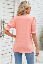 Load image into Gallery viewer, Smocked Square Neck Short Sleeve T-Shirt