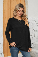 Load image into Gallery viewer, Ruched Round Neck Flounce Sleeve T-Shirt