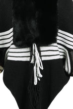 Load image into Gallery viewer, Striped Fringe Detail Long Sleeve Poncho