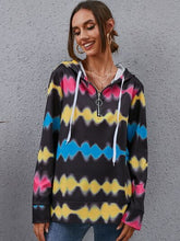Load image into Gallery viewer, Contrast Quarter Zip Dropped Shoulder Hoodie